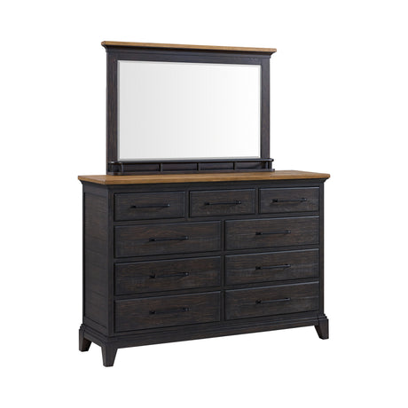 Montrose Dresser and Mirror Set in Espresso & Brown