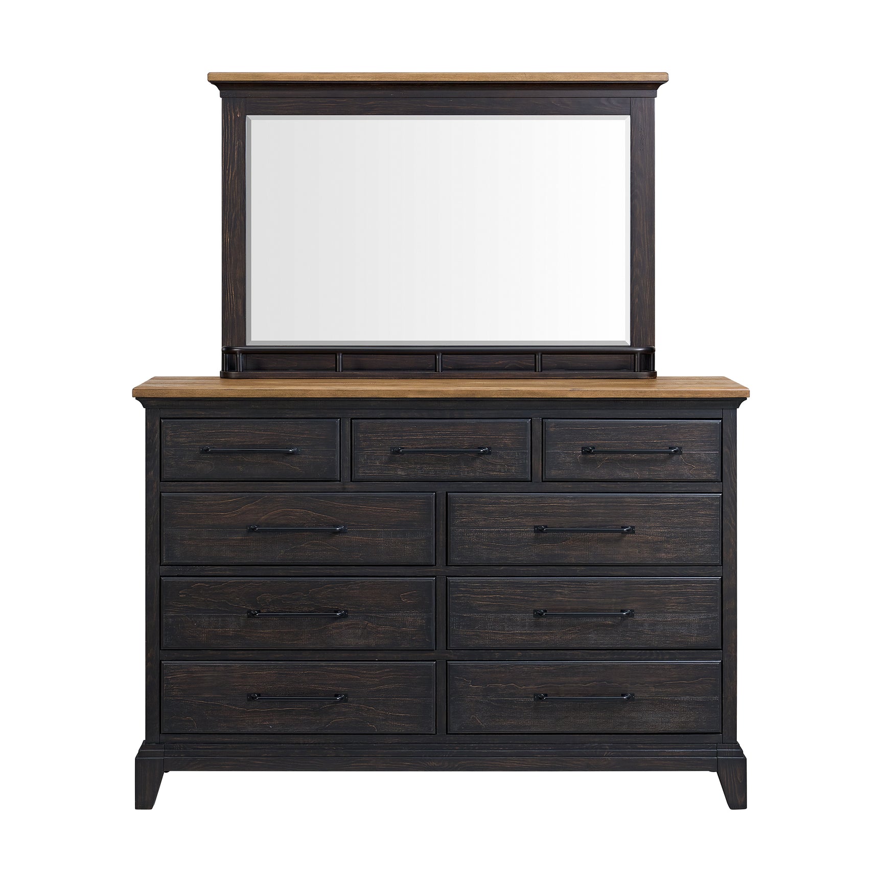 Montrose Dresser and Mirror Set in Espresso & Brown - Tampa Furniture Outlet