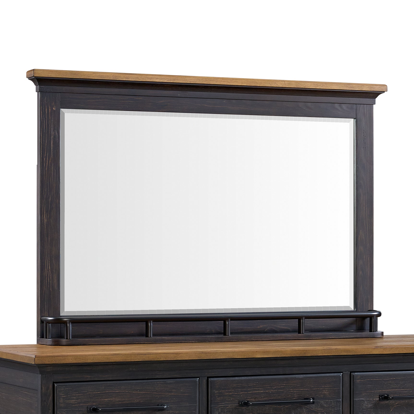 Montrose Dresser and Mirror Set in Espresso & Brown - Tampa Furniture Outlet