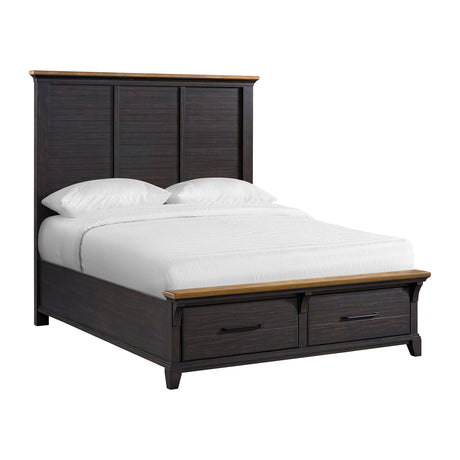Montrose Queen Storage Bed in Espresso & Brown - Tampa Furniture Outlet
