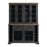 Montrose Server and Hutch with LED Light in Espresso and Brown - Tampa Furniture Outlet