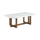 Morris Coffee Table in Espresso W/White Marble Top (3A Packing)