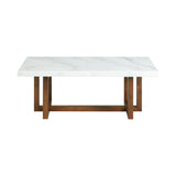 Morris Coffee Table in Espresso W/White Marble Top (3A Packing)