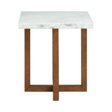 Morris End Table in Espresso W/White Marble Top (3A Packing)