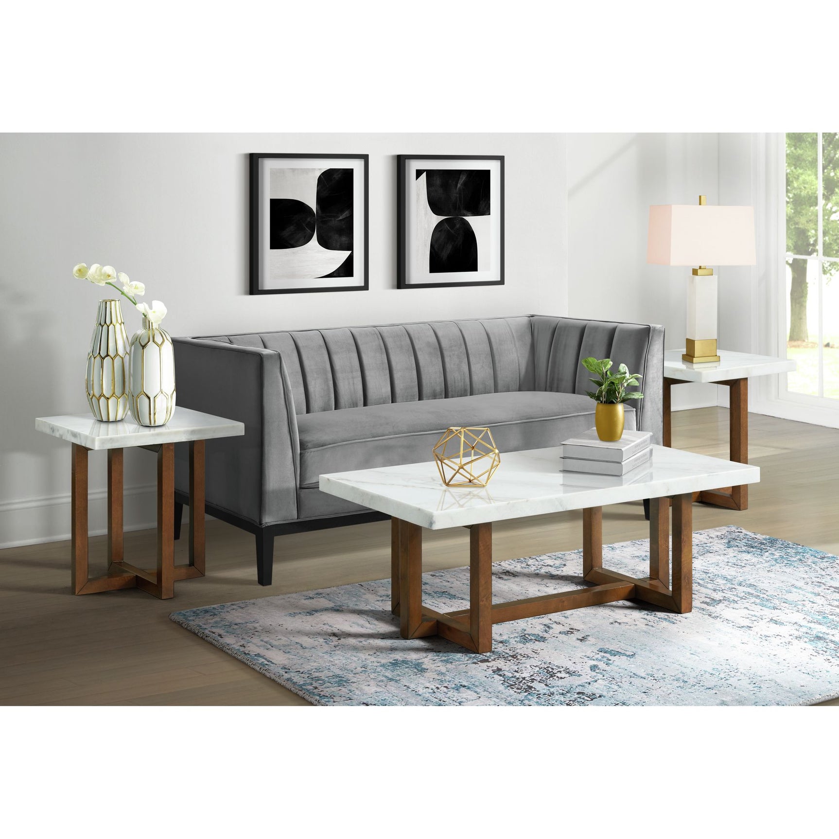 Morris Coffee Table in Espresso W/White Marble Top (3A Packing) – SKU CTMS100CTE | Elements
