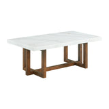 Morris Coffee Table in Espresso W/White Marble Top (3A Packing) - Tampa Furniture Outlet