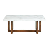 Morris Coffee Table in Espresso W/White Marble Top (3A Packing) - Tampa Furniture Outlet