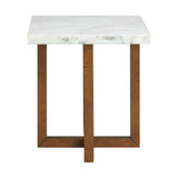 Morris End Table in Espresso W/White Marble Top (3A Packing) - Tampa Furniture Outlet
