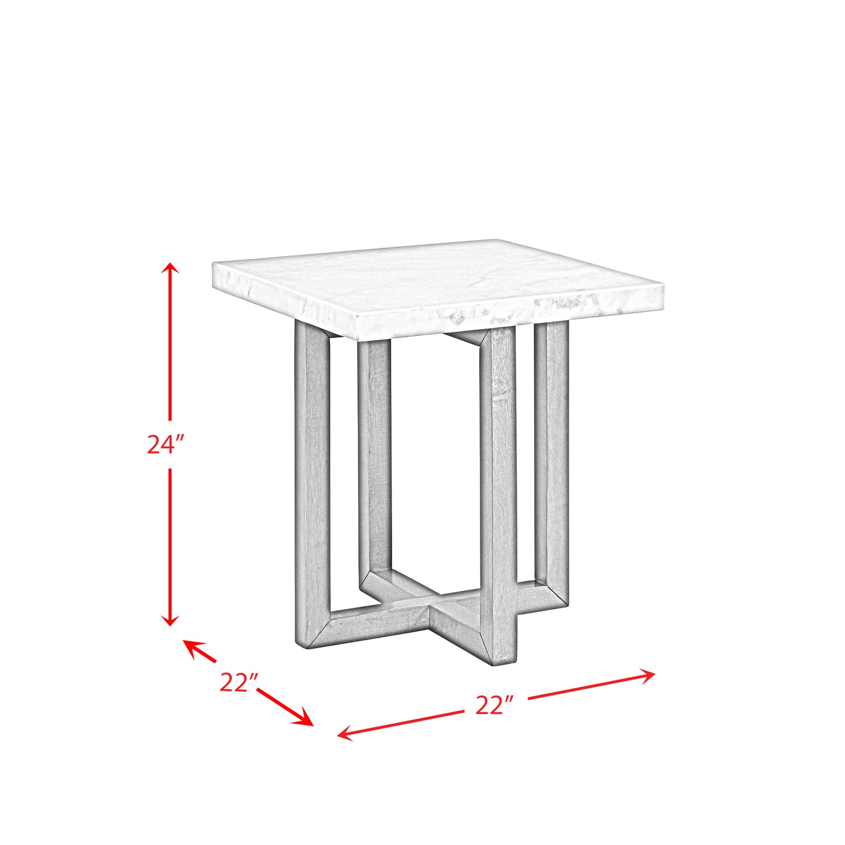 Morris End Table in Espresso W/White Marble Top (3A Packing) - Tampa Furniture Outlet