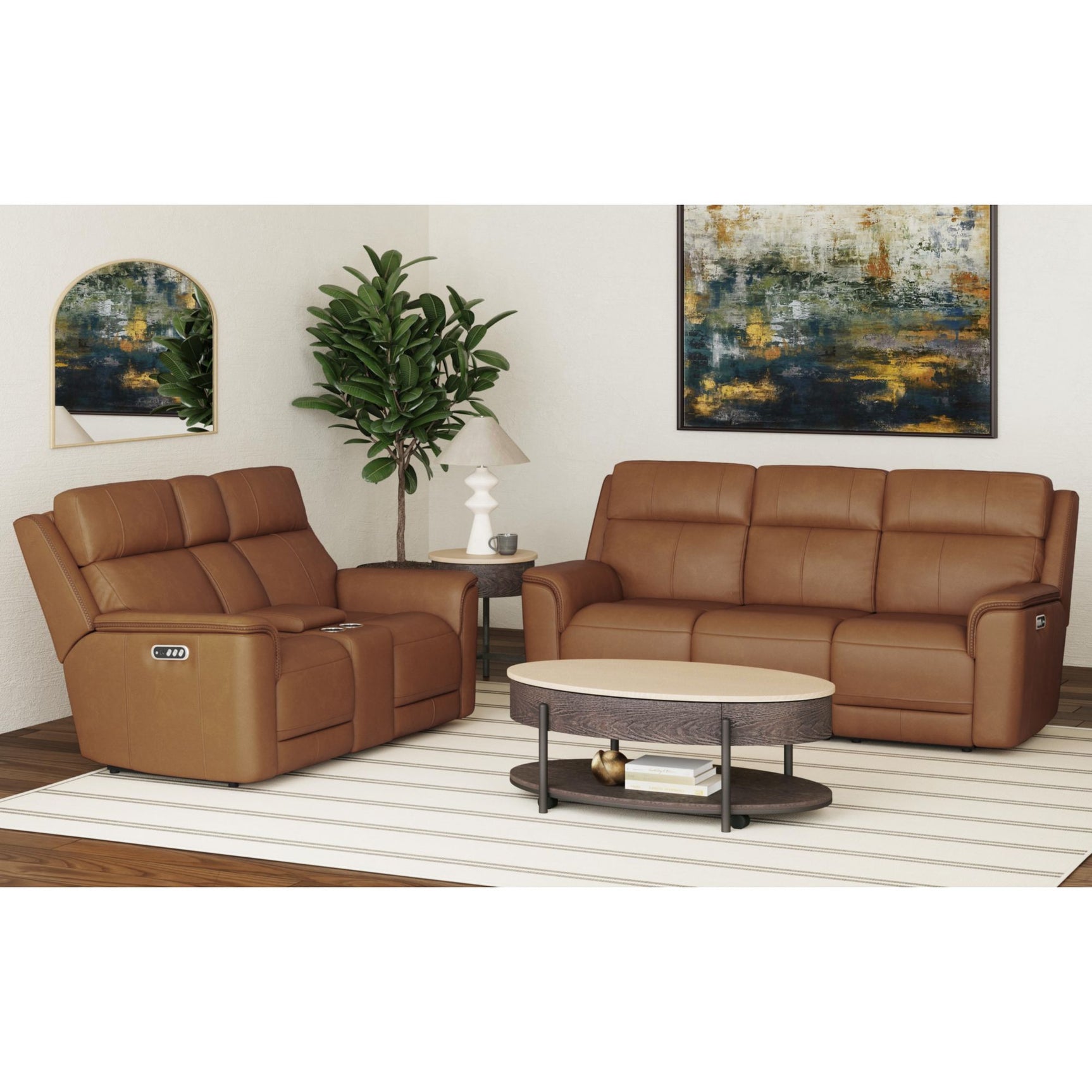 Mustang P3 Sofa with DDT, Wireless Charger in Aline Butternut - Tampa Furniture Outlet