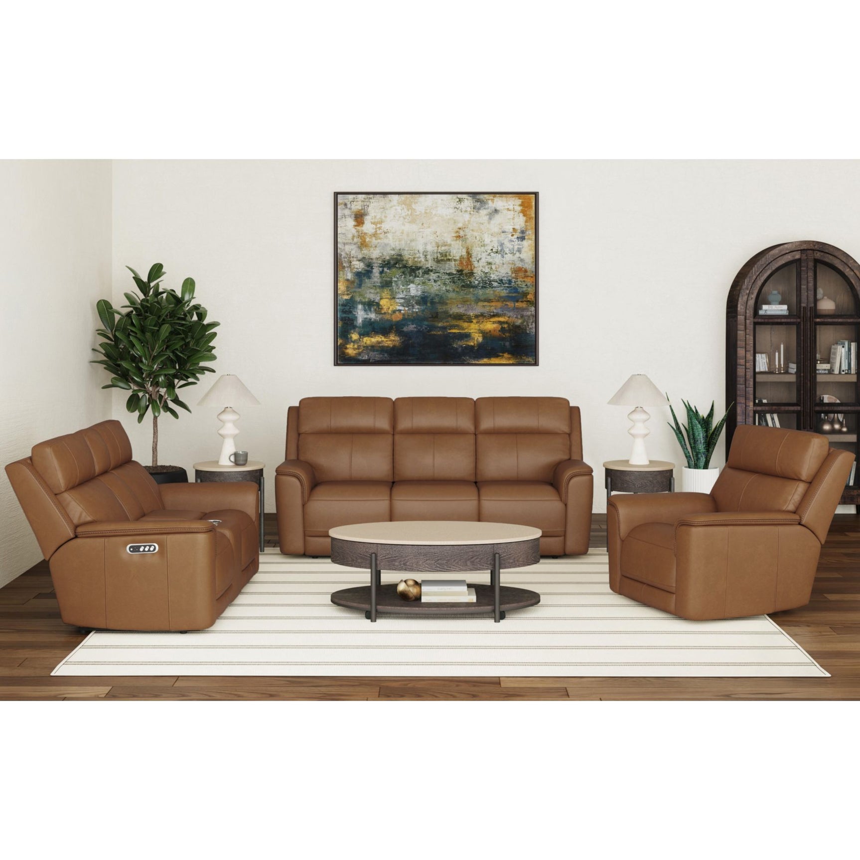 Mustang P3 Sofa with DDT, Wireless Charger in Aline Butternut – SKU U-16110-11430-308PPP | Elements