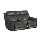 Mustang P3 Loveseat with Console in Aline Anthracite - Tampa Furniture Outlet