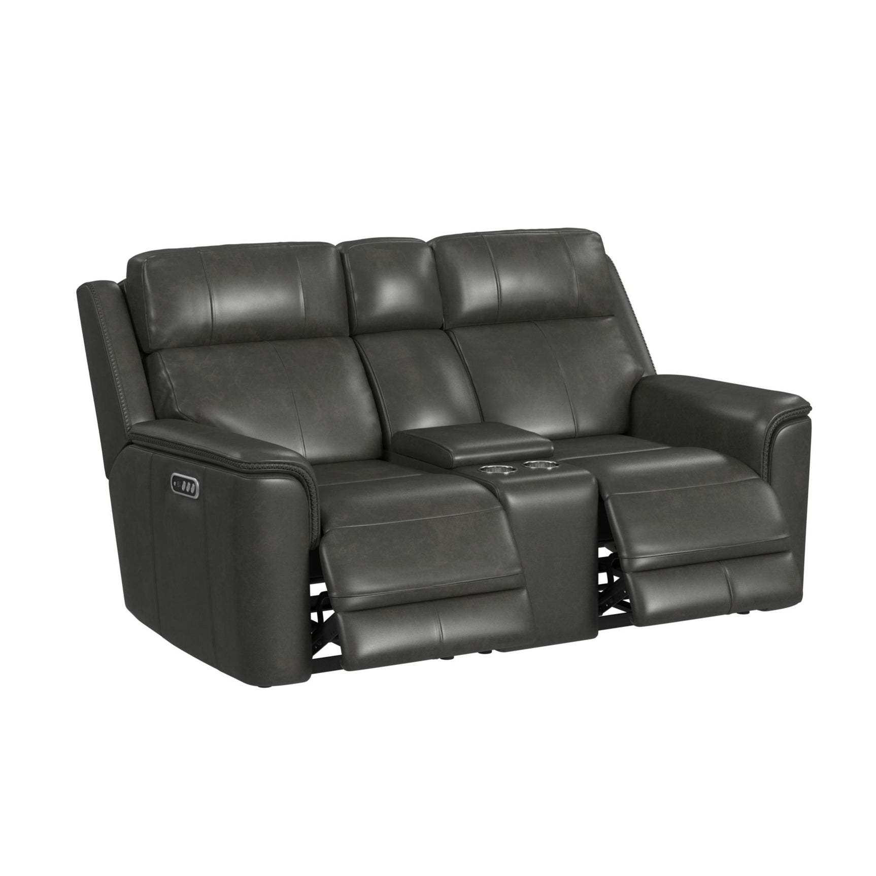 Mustang P3 Loveseat with Console in Aline Anthracite - Tampa Furniture Outlet