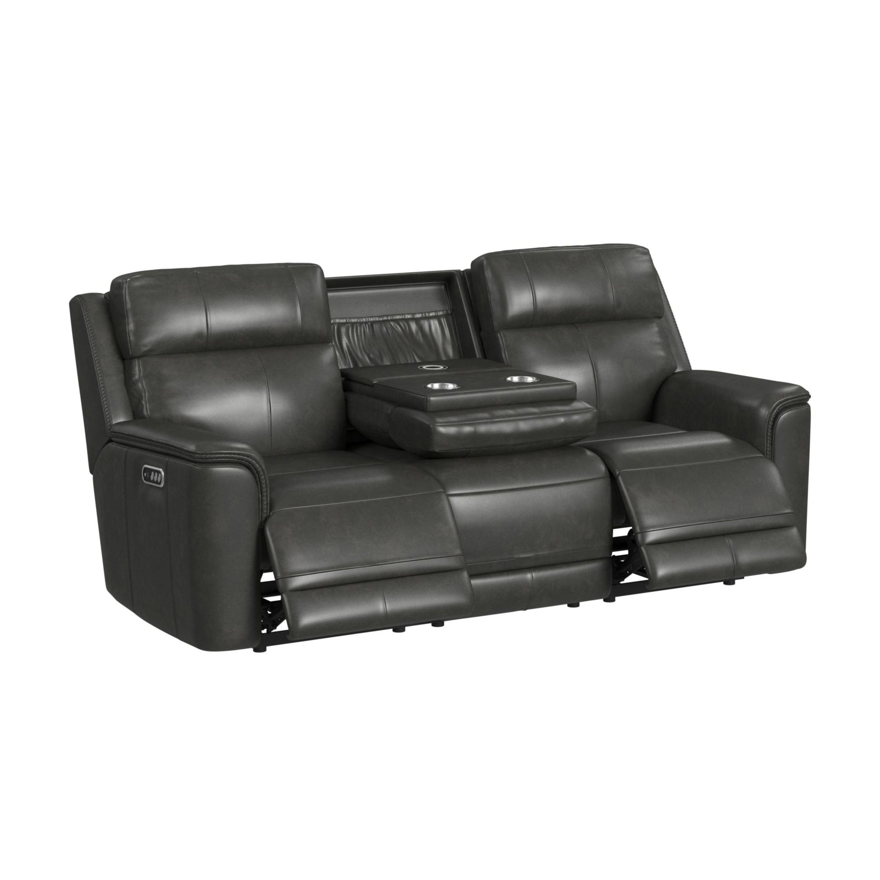 Mustang P3 Sofa with DDT, Wireless Chargerin Aline Anthracite - Tampa Furniture Outlet