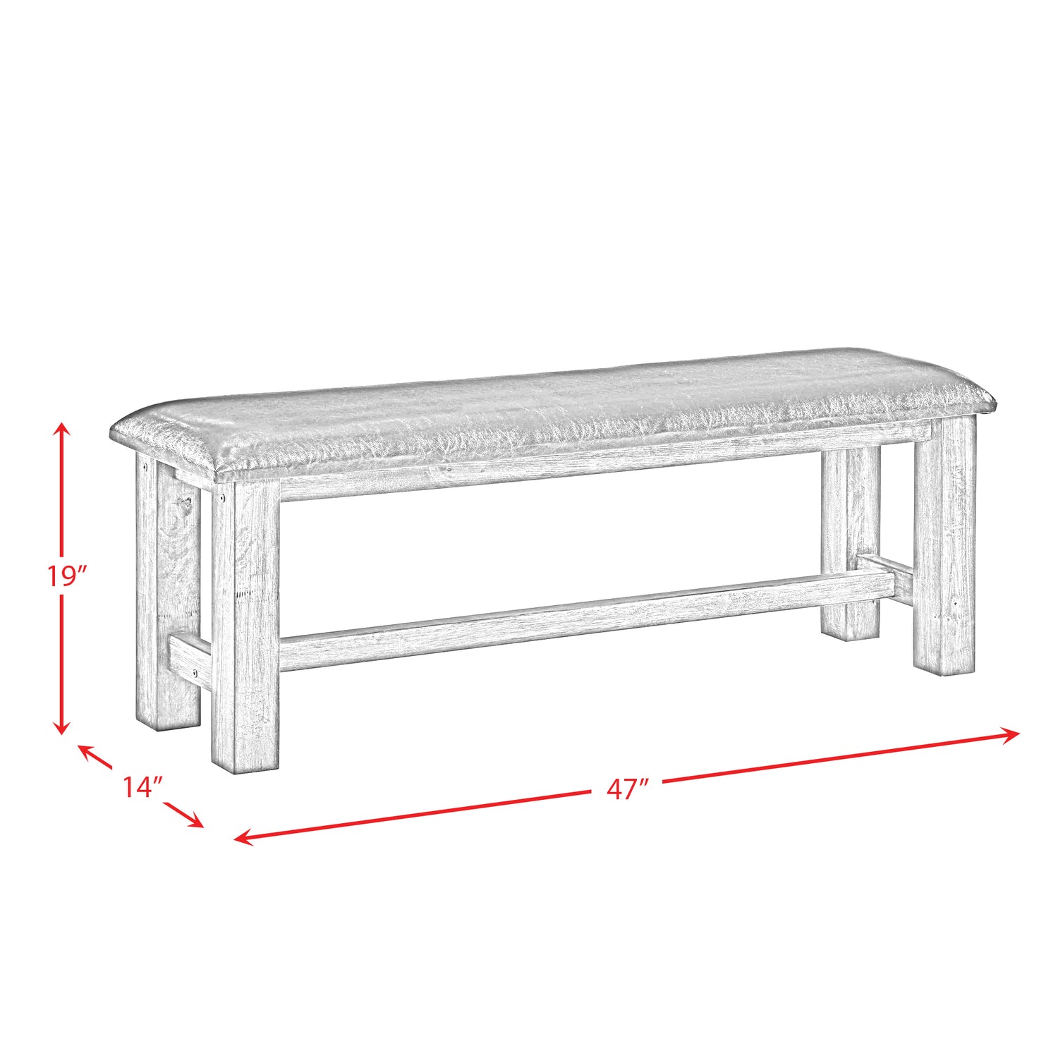 Nathan Bench W/Pu Padded Seat - Tampa Furniture Outlet