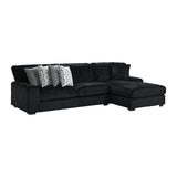 Nightfall LHF Loveseat in Grand Cord Black with 4 Pillows 20" (2 Burst Jet, 2 Portal 9) - Tampa Furniture Outlet