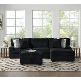 Nightfall RHF Chaise in Grand Cord Black with 2 self Pillows 20" - Tampa Furniture Outlet