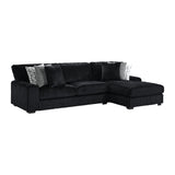 Nightfall RHF Chaise in Grand Cord Black with 2 self Pillows 20" - Tampa Furniture Outlet