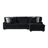 Nightfall RHF Chaise in Grand Cord Black with 2 self Pillows 20" - Tampa Furniture Outlet