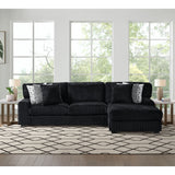 Nightfall RHF Chaise in Grand Cord Black with 2 self Pillows 20" – SKU U-16570-10473-157 | Elements
