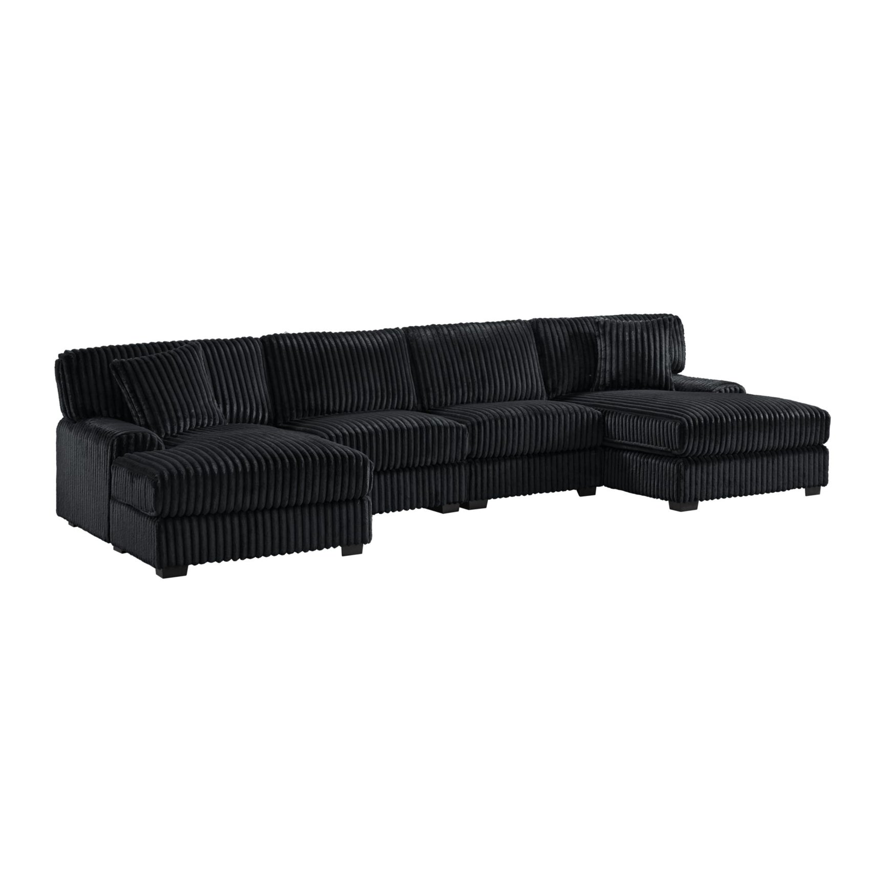 Nightfall RHF Chaise in Grand Cord Black with 1 Pillow 20" - Tampa Furniture Outlet