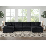 Nightfall RHF Chaise in Grand Cord Black with 1 Pillow 20" - Tampa Furniture Outlet