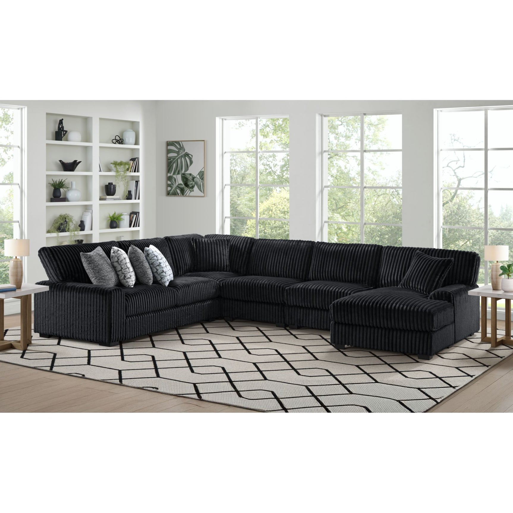 Nightfall Wedge in Grand Cord Black with 1 Pillow 20" - Tampa Furniture Outlet