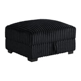 Nightfall Storage Ottoman in Grand Cord Black - Tampa Furniture Outlet