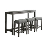 Oak Lawn Charcoal Grey Bar Table Single Pack (Table + 3 Grey Fabric Stools)