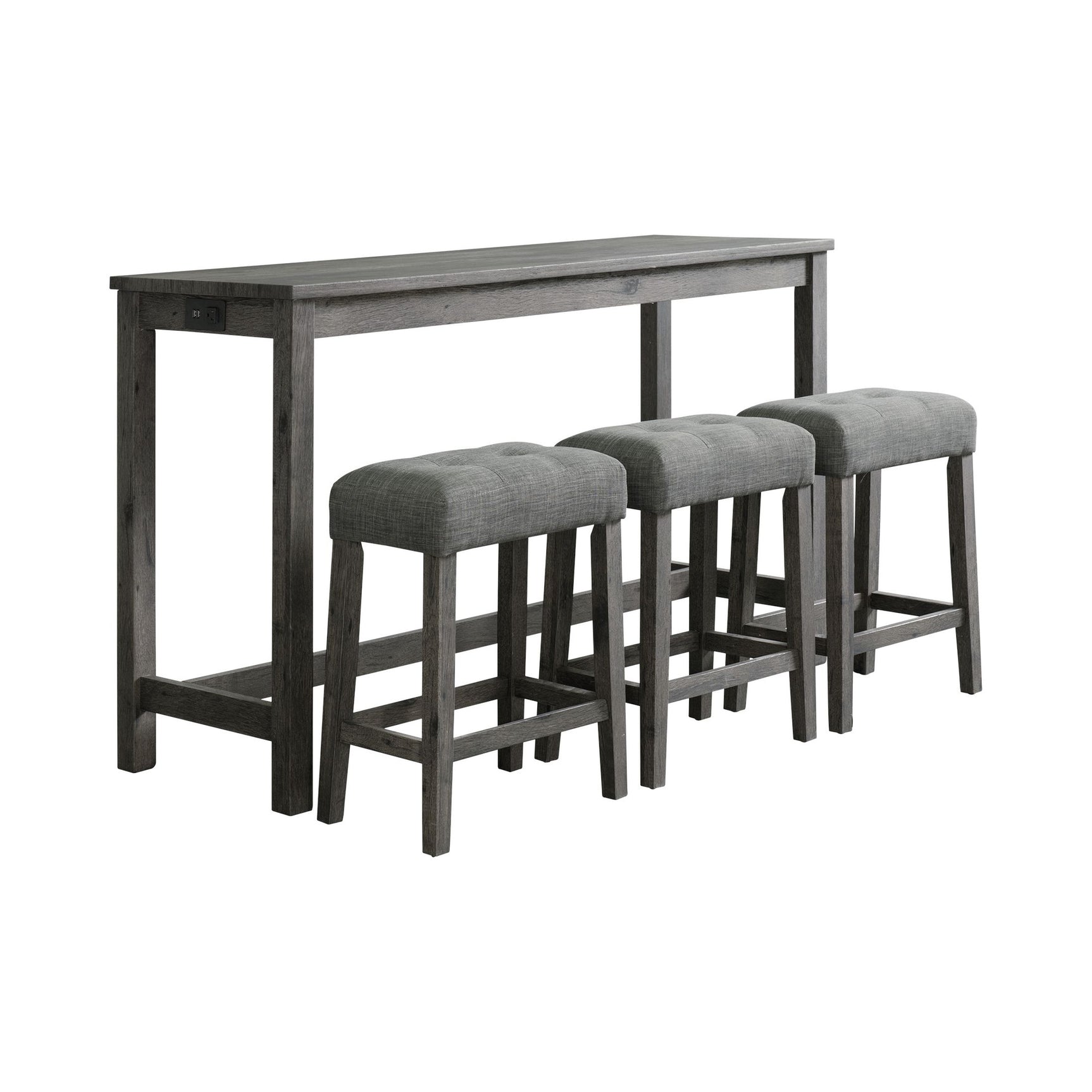 Oak Lawn Charcoal Grey Bar Table Single Pack (Table + 3 Grey Fabric Stools)