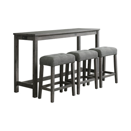 Oak Lawn Charcoal Grey Bar Table Single Pack (Table + 3 Grey Fabric Stools)