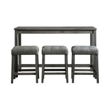 Oak Lawn Charcoal Grey Bar Table Single Pack (Table + 3 Grey Fabric Stools)