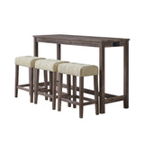 Oak Lawn Grey Bar Table Single Pack (Table + 3 Tan Fabric Stools)