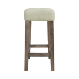 Oak Lawn Grey Bar Table Single Pack (Table + 3 Tan Fabric Stools)