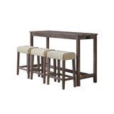 Oak Lawn Grey Bar Table Single Pack (Table + 3 Tan Fabric Stools) - Tampa Furniture Outlet