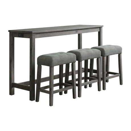 Oak Lawn Charcoal Grey Bar Table Single Pack (Table + 3 Grey Fabric Stools) - Tampa Furniture Outlet