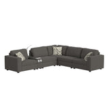 Options One RHF Chair in Palmer Plus Ash with 1 Pillow 20" - Tampa Furniture Outlet