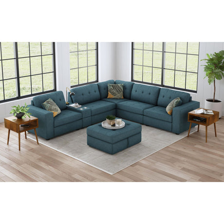 Options One Storage Ottoman in Palmer Plus Teal – SKU U-15020-11407-001 | Elements