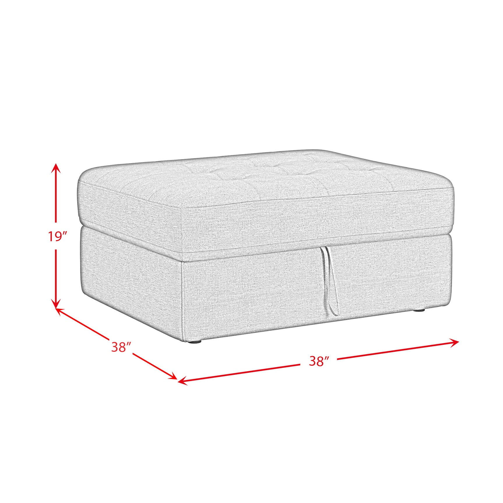 Options One Storage Ottoman in Palmer Plus Ash - Tampa Furniture Outlet