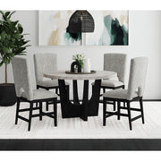 Oregon Round Counter Table with Grey Faux Marble Top in Black – SKU D-17380-8-CT2 | Elements