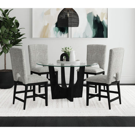Oregon Round Counter Table with Glass Top in Black – SKU D-17380-8-CT3 | Elements