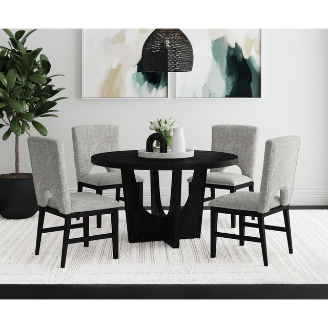 Oregon Round Dining Table with Black Wood Top in Black – SKU D-17380-8-DT1 | Elements