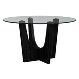Oregon Round Counter Table with Glass Top in Black - Tampa Furniture Outlet