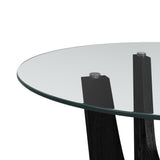 Oregon Round Dining Table with Glass Top in Black - Tampa Furniture Outlet