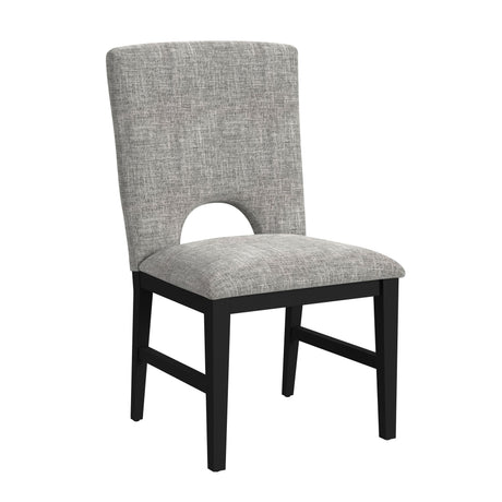 Oregon Dining Side Chair with Grey Fabric in Black (2 Per Carton) - Tampa Furniture Outlet