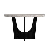 Oregon Round Counter Table with Grey Faux Marble Top in Black - Tampa Furniture Outlet