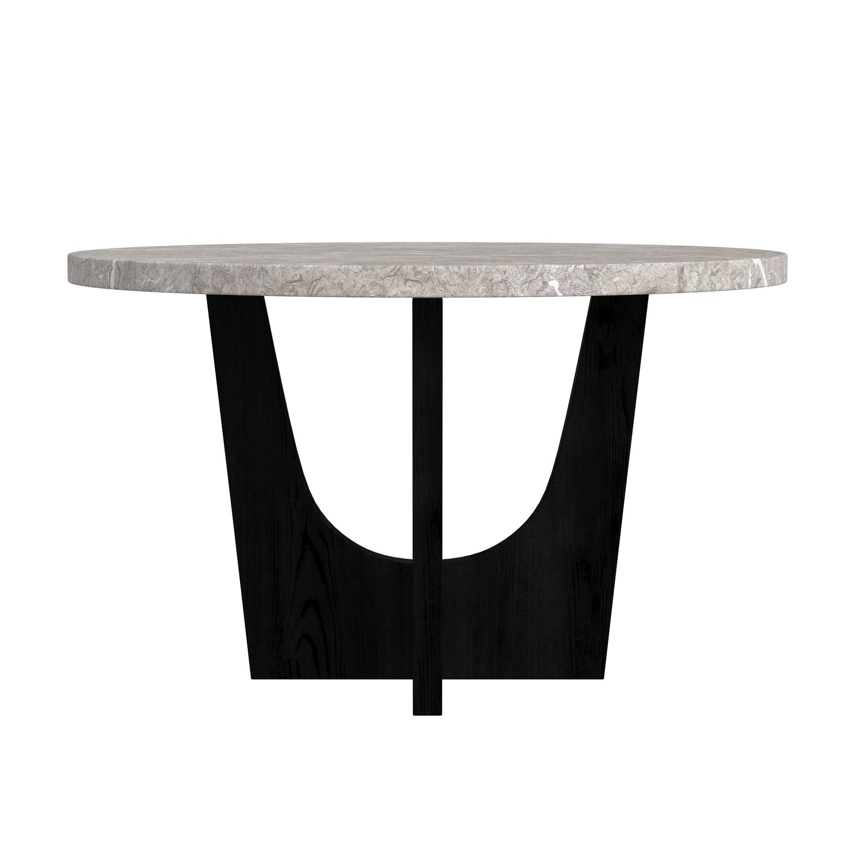 Oregon Round Counter Table with Grey Faux Marble Top in Black - Tampa Furniture Outlet