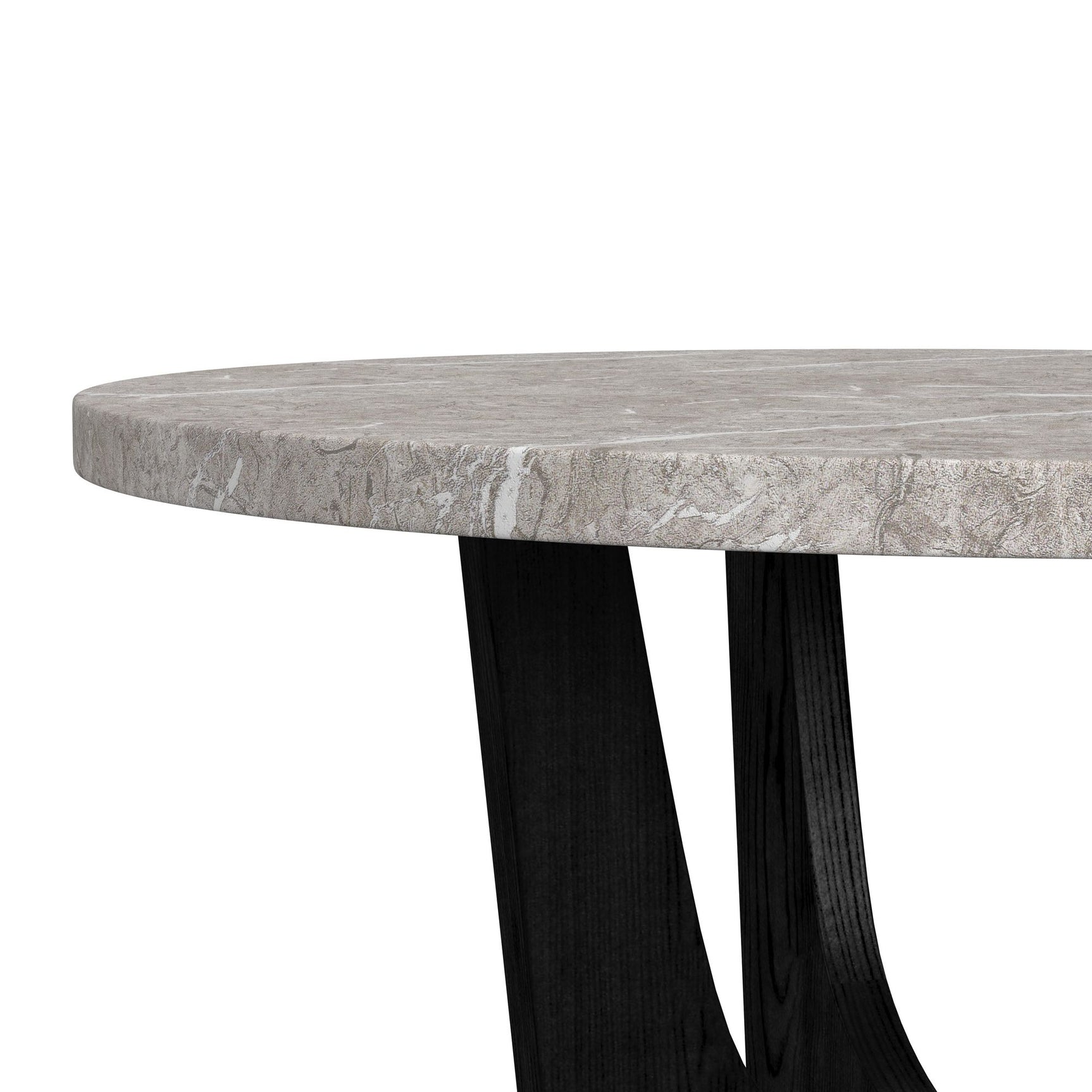 Oregon Round Counter Table with Grey Faux Marble Top in Black