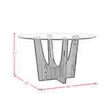 Oregon Round Dining Table with Glass Top in Black - Tampa Furniture Outlet