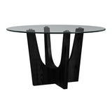 Oregon Round Dining Table with Glass Top in Black - Tampa Furniture Outlet
